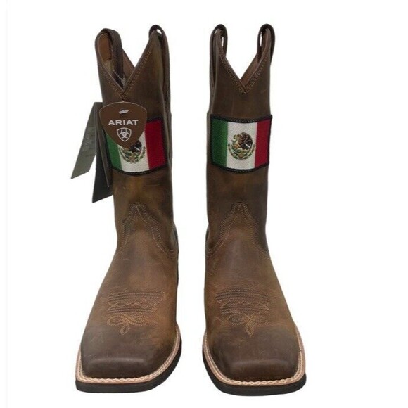 ARIAT Round Up Orgullo Mexicano Performance Western Distressed Square Boots 8.5 - Picture 2 of 14